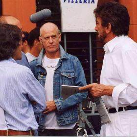 Marino F.Arrigoni con Gigi Proietti e Carlo Vanzina sul set di Febbre-da-cavallo