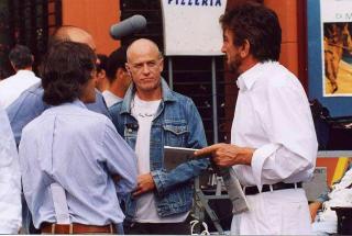 Marino F.Arrigoni con Gigi Proietti e Carlo Vanzina sul set di Febbre-da-cavallo